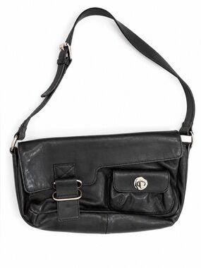 Classic Pegabo Made in Italy Black Leather Shoulder Bag